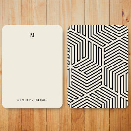 Moderne Geometrische Patroon Monogram Briefpapier Notitiekaartje