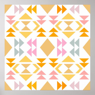 Moderne geometrische quilt Design Pattern in Yello Poster