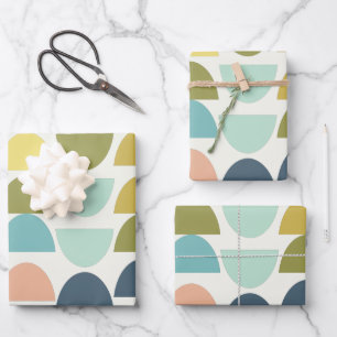 Moderne geometrische retro boog patroon aardse ton inpakpapier vel