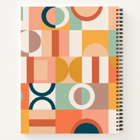 Moderne Geometrische Retro Kleurrijke Custom Schoo Notitieboek (Achterkant)