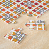 Moderne geometrische rode Amber kwadratenpatroon Legpuzzel (Zijkant)