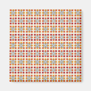 Moderne geometrische rode Amber kwadratenpatroon Magneet