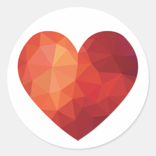 Moderne geometrische rode hart ronde sticker
