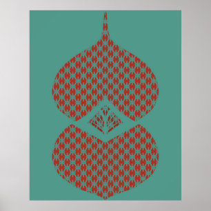 Moderne geometrische rode turkoois uit de middelee poster