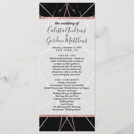 Moderne geometrische Roos gouden marmeren driehoek Programma (Voorkant)