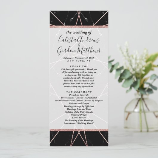 Moderne geometrische Roos gouden marmeren driehoek Programma (Staand voorkant)