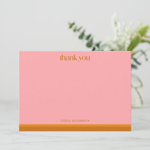 Moderne geometrische roze oranje bruidsdouche op m bedankkaart