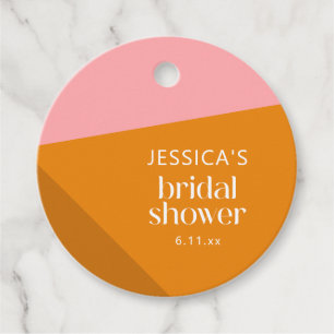 Moderne geometrische roze oranje douche voor de br bedankjes labels