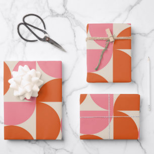 Moderne geometrische roze oranje vormgeving uit de inpakpapier vel