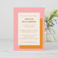 Moderne Geometrische Schattige Bat Mitzvah Roze Or