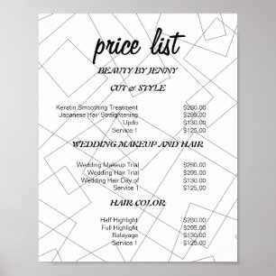 Moderne Geometrische Schoonheidssalon Prijslijst Poster
