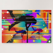 Moderne geometrische silhouet honkbalspeler legpuzzel (Horizontaal)