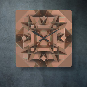 Moderne geometrische smeltkroes met metalen kopere vierkante klok