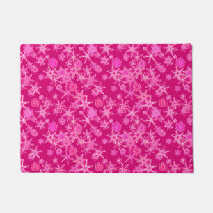 Moderne geometrische sneeuwvlokken, diepe Fuchsia Deurmat