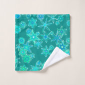Moderne geometrische sneeuwvlokken, Turquoise en A Bad Handdoek (Wasdoekje)
