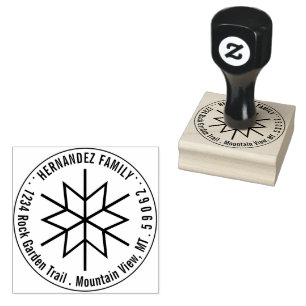 Moderne Geometrische Snowflake Return Address Roun Rubberstempel