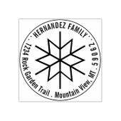 Moderne Geometrische Snowflake Return Address Roun Rubberstempel (Afrduk)