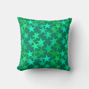 Moderne geometrische sterren, Emerald en Mint Gree Kussen