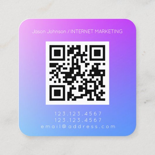 Moderne geometrische stijl met QR-codeverloop Vierkante Visitekaartje (Achterkant)