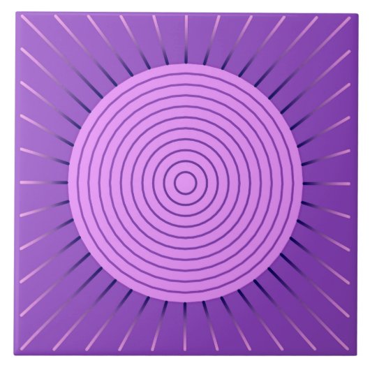 Moderne Geometrische Sunburst - Amethyst Paars Tegeltje (Voorkant)