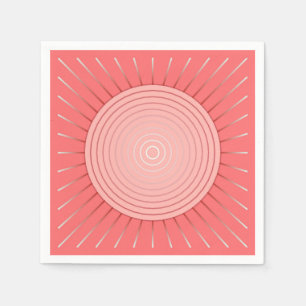 Moderne Geometrische Sunburst - Diepe Coral Pink Servetten