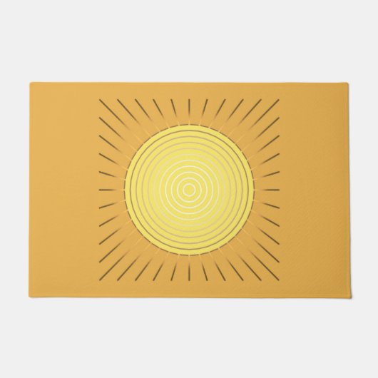 Moderne Geometrische Sunburst, Mustard Gold / Geel Deurmat (Voorkant)