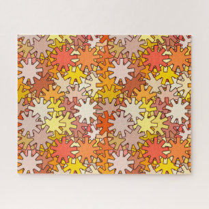 Moderne geometrische tandwielen, mosterdgoud & bru legpuzzel