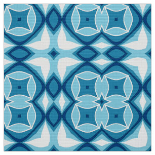 Moderne geometrische Tegel Patroon Denim Blue en W Stof