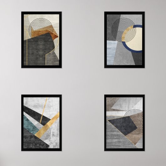 Moderne Geometrische Tekening Muur Art Set Grafisc (Voorkant)