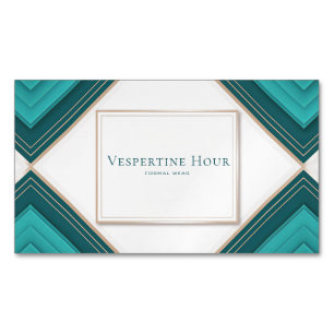 Moderne Geometrische Turquoise Gouden Chevron Gela Magnetisch Visitekaartje