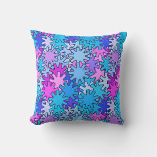 Moderne geometrische versnellingen, blauw, violet buitenkussen
