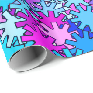 Moderne geometrische versnellingen, blauw, violet  cadeaupapier