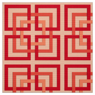 Moderne geometrische vierkantjes, koraal Sinaasapp Stof