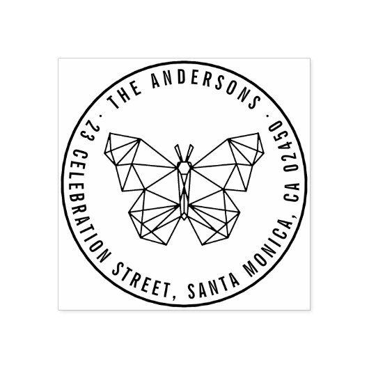 Moderne Geometrische Vlinder Naam & Retouradres Rubberstempel (Afrduk)