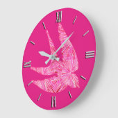 Moderne Geometrische vogel, Fuchsia en Light Pink Grote Klok (Hoek)