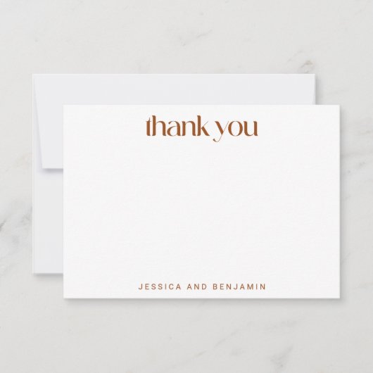 Moderne geometrische vormen Bruin Tan Wedding Aang Bedankkaart (Voorkant)