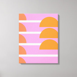 Moderne geometrische vormen Kunstroze en Oranje Canvas Afdruk
