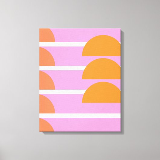 Moderne geometrische vormen Kunstroze en Oranje Canvas Afdruk (Voorkant)