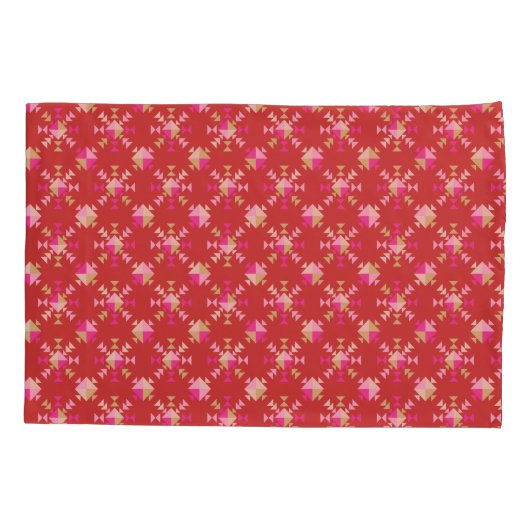 Moderne geometrische vormen patroon in helder rood kussensloop (Achterkant-Links)