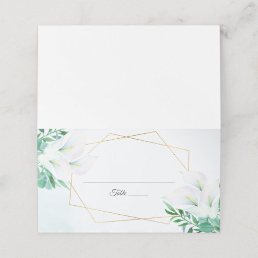 Moderne geometrische witte Calla Lily Bloemenbruil (Buitenkant ongevouwen)