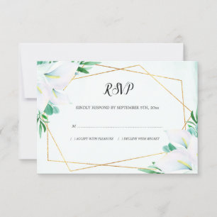 Moderne geometrische witte Calla Lily Bloemenbruil RSVP Kaartje