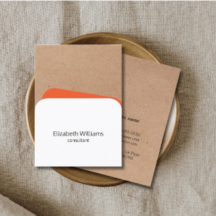 Moderne Geometrische Witte Oranje Kraft Adviseur Visitekaartje