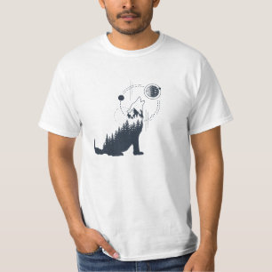 Moderne Geometrische wolfbossen dubbele blootstell T-shirt