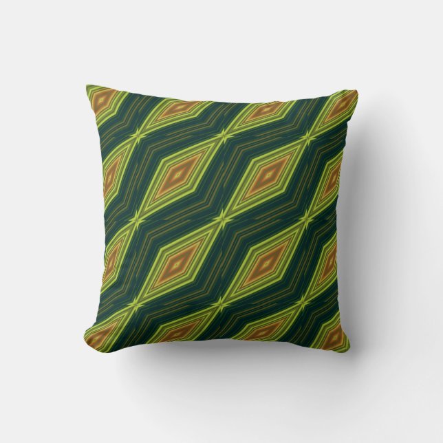Moderne geometrische zigzagpatronen groen en beige kussen (Voorkant)