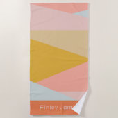 Moderne geometrische zomerpeach strandlaken (Voorkant)