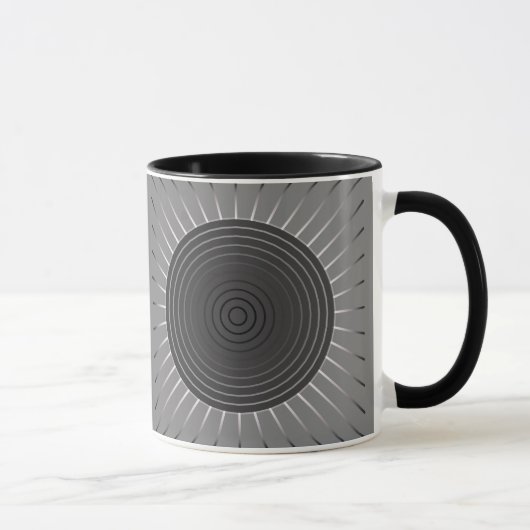 Moderne Geometrische Zonnebarst - Donkere Hematite Mok (Rechts)