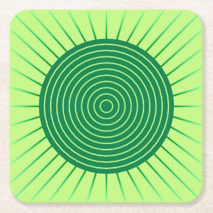 Moderne geometrische zonnestraal - Smaragdgroen en Vierkante Kartonnen Onderzetter