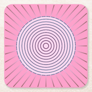 Moderne geometrische zonnestraal - tinten roze vierkante kartonnen onderzetter