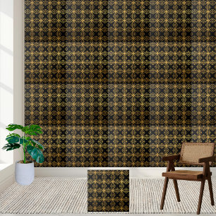 Moderne Geometrische Zwart-Gouden Tegel Tegeltje