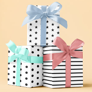 Moderne geometrische zwart-wit minimalistische ver inpakpapier vel